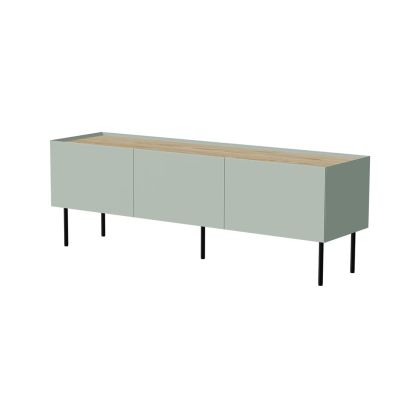 FELLINI TV cabinet 150x40x52 olive + oiled oak top