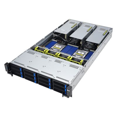 6. Asus Rack Platform (2U) RS720A-E12-RS24U AMD Epyc 9004 (24x NVMe, 2xM.2, 3xGPU, 2x10Gbe, IPMI, 1+1 2600W)