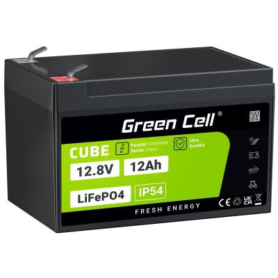 26. GREEN CELL LIFEPO4 CUBE BATTERY 12AH 12V/12.8V 153.6WH LFPGC12V12AH