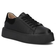 Women's leather platform sneakers, black, Filippo DP6119