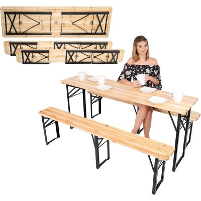 18. PICNIC BAR SET WOODEN TABLE AND 2 BENCHES