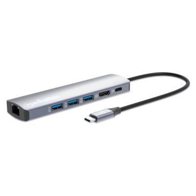 10. Manhattan 153959 Wired Docking Station USB 3.2 Gen 1 (3.1 Gen 1) Type-C Silver