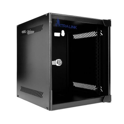 2. Extralink LITE 6U 10 280X310 WALL-MOUNTED RACKMOUNT CABINET BLACK Freestanding/Wall/Floor Rack Black