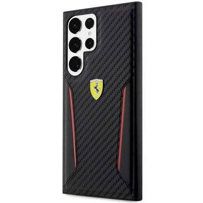 2. Ferrari Carbon Contrast Edges Case for Samsung Galaxy S23 Ultra - Black