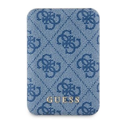 Guess Powerbank inductive 15W GUPB5FP4EMGB 5000mAh blue/blue 4G Leather Metal Logo MagSafe