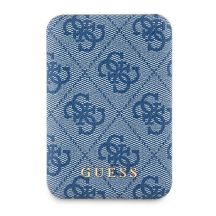 Guess Powerbank inductive 15W GUPB5FP4EMGB 5000mAh blue/blue 4G Leather Metal Logo MagSafe