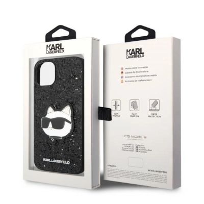 8. Karl Lagerfeld KLHCP14MG2CPK iPhone 14 Plus 6.7" black/black hardcase Glitter Choupette Patch