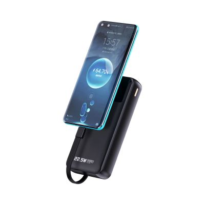 4. Dudao K15Pro Power Bank 20000mAh 22.5W PD USB-C / USB-A / Built-in Lightning and USB-C Cables - Black