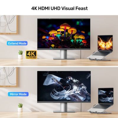 13. UNITEK ADJUSTABLE LAPTOP STAND + HUB USB-C/A, HDMI 2.0, PD 100W