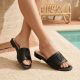6. Women's black leather flip-flops S.Barski KV61-6019