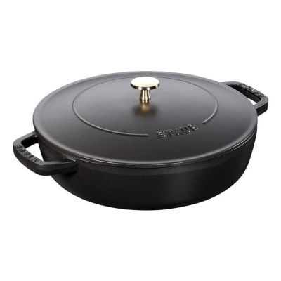 STAUB 40511-472-0 Deep Frying Pan with Lid - Black 28 cm