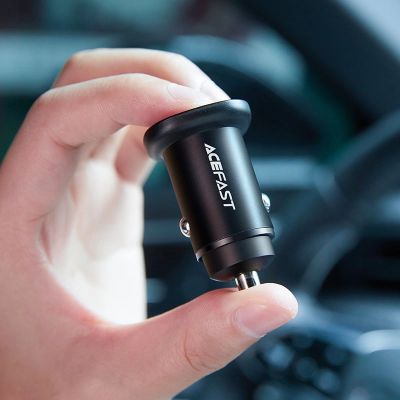 6. Acefast car charger 38W USB Type C / USB, PPS, Power Delivery, Quick Charge 3.0, AFC, FCP black (B1 black)