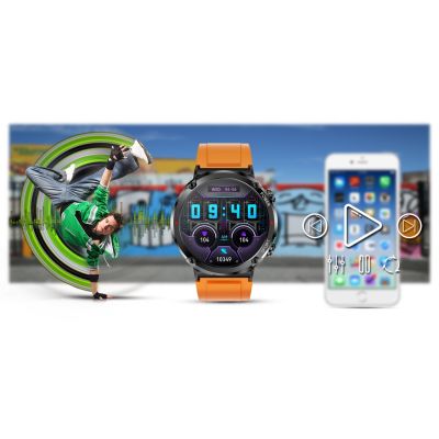16. Gravity GT21-2 Smartwatch + Orange Silicone Strap