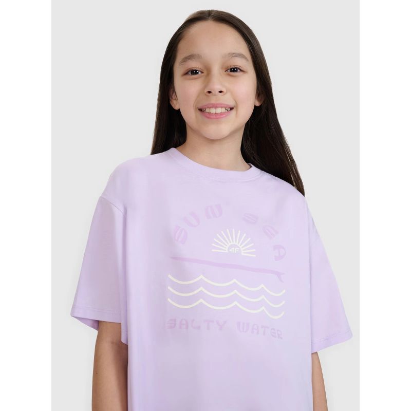 2. Oversized T-shirt with print for girls 4F 4FJWSS25TTSHF1870-52S