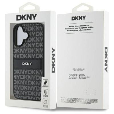 8. DKNY Texture Pattern Tonal Stripe iPhone 16 Case - Black