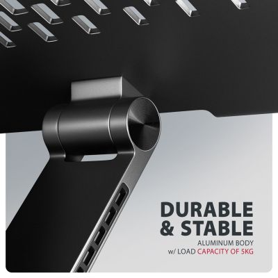 6. Axagon STND-LRB Laptop-Ständer, 360° drehbar, Doppelgelenk, extenderbar Notebook and tablet stand Black 43.9 cm (17.3")