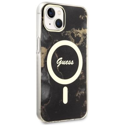 4. Guess GUHMP14SHTMRSK iPhone 14 6.1" black/black hardcase Golden Marble MagSafe