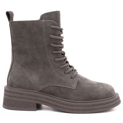 6. Women's leather ankle boots, khaki suede, Sergio Leone TR-02
