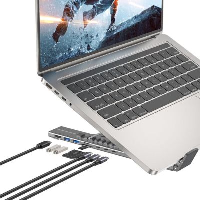24. UNITEK ADJUSTABLE LAPTOP STAND + HUB USB-C/A, HDMI 2.0, PD 100W