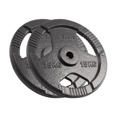 Cast iron weight set 2x15kg, 31mm hole, plate with handles, REBEL ACTIVE