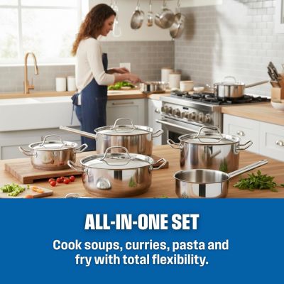 5. ELLE Home ECCS200412A steel cookware set, 12 pieces