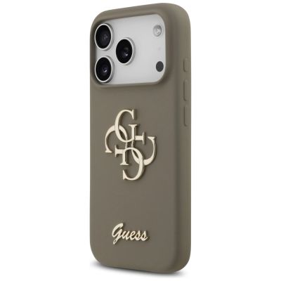 2. Guess Silicone Big 4G Script Case for iPhone 17 Pro - Brown