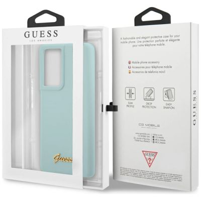 7. Guess GUHCS21LLSLMGLB S21 Ultra G998 blue/blue hardcase Silicone Script Metal Logo