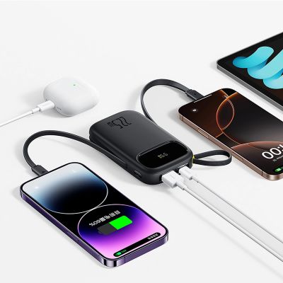 5. Baseus EnerFill FC31 20000mAh 22.5W Powerbank with Digital Display and 2 Built-in Cables (USB-C + Lightning) - Black