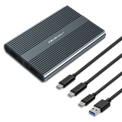 3. Qoltec Case | M.2 SSD drive bay | SATA | NVMe | USB-C | DUAL 2 x 2TB