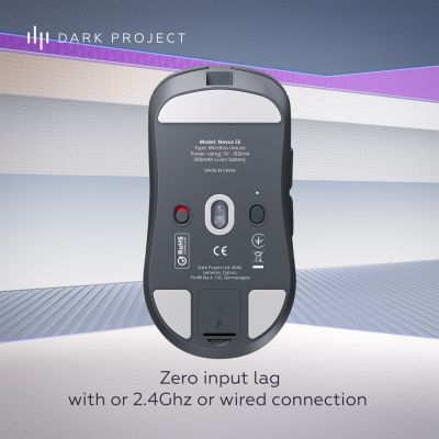 11. Dark Project Novus SE Wireless Gaming Mouse Ambidextrous RF Wireless + USB Type-C Optical 26000 DPI
