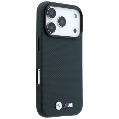4. BMW M Quadrille Kevlar Metal Logo MagSafe Case for iPhone 17 Pro / 18 Pro - Navy Blue