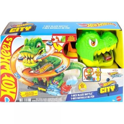 7. Hot Wheels City Crazy Track T-Rex Firehouse JBM73 MATTEL