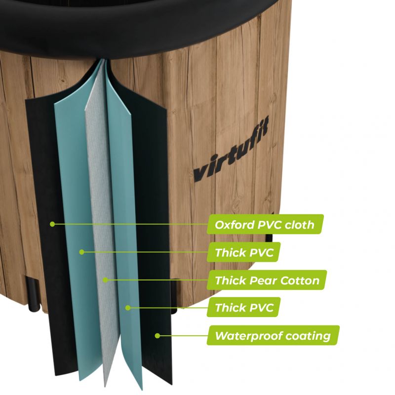 9. VIRTUFIT ICE BATH XXL - 375 LITERS - IMITATION WOOD - WITH ACCESSORIES