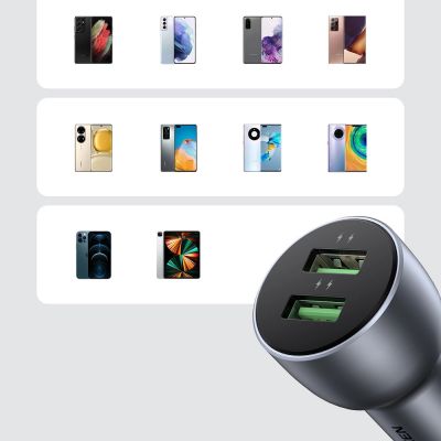 3. Ugreen fast car charger 2x USB 36W Quick Charge SCP FCP AFC gray (CD213 10144)