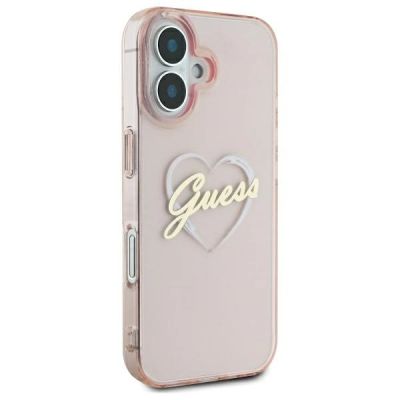 4. Guess IML Heart Case for iPhone 16 - Pink