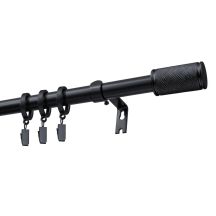 Extendable Single Curtain Rod Ø 19 mm GAMA Black 200–300 cm with Rings KOWALSKI
