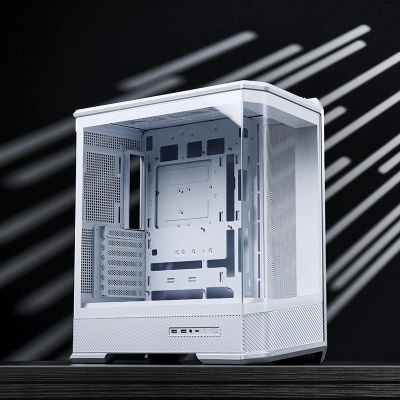 21. Jonsbo D400 PC Case, Midi Tower, ATX, Tempered Glass - White