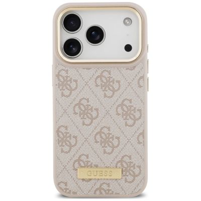 3. Guess 4G Logo Plate MagSafe Case for iPhone 18 Pro / 17 Pro – Pink