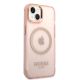 4. Guess GUHMP14SHTCMP iPhone 14 6.1" pink/pink hard case Gold Outline Translucent MagSafe