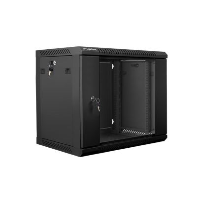 Lanberg WF01-6409-10B single-section cabinet (9U; 502mm / 600mm / 450mm; wall-mounted; Glass; 19''; black)