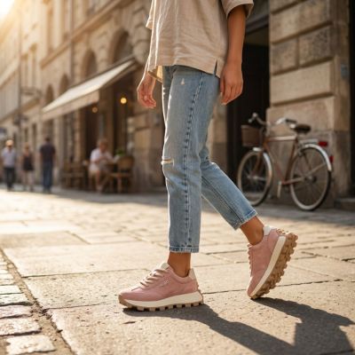 11. Leather platform sneakers, pink, Filippo DP7498