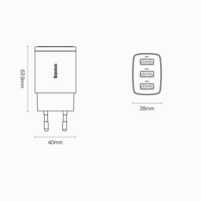 18. Baseus Compact charger 3x USB 17W black (CCXJ020101)