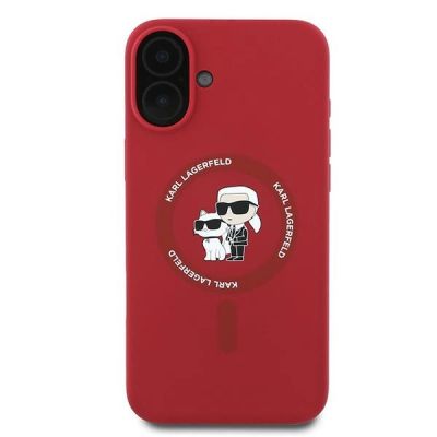 3. Karl Lagerfeld Silicone Karl&Choupette Heads Ring MagSafe Case for iPhone 16 Plus - Red