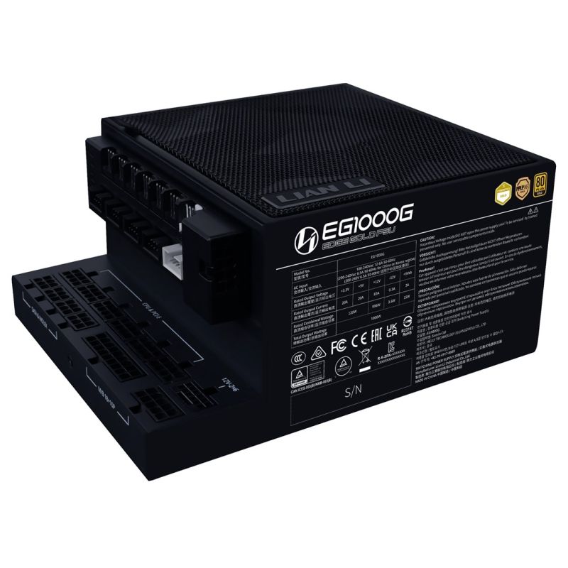 Lian Li 1000W EDGE GOLD 1000 80 PLUS Gold Power Supply, PCIe 5.1, ATX 3.1, Black, USB Hub