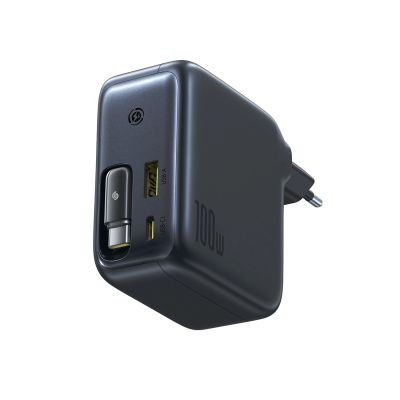 Baseus EnerCore CJ11 100W Wall Charger with USB-A and USB-C Ports and Retractable USB-C Cable - Black