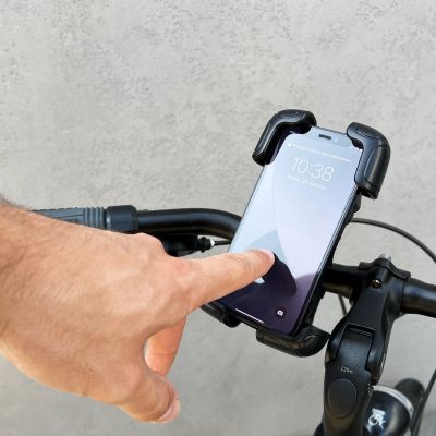 16. Wozinsky strong phone holder for bicycle, motorcycle, scooter handlebars, black (WBHBK6)