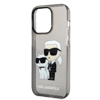 6. Karl Lagerfeld Glitter Karl&Choupette case for iPhone 14 Pro Max - black