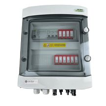 DCAC hermetic IP65 EMITER connection switchboard with Dehn 1000V DC surge arrester type 2, 2 x PV string, 2 x MPPT // Dehn AC limiter type 2, 25A 3-F, RCD 40A/300mA