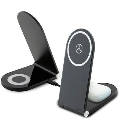 4. Mercedes Silver Stars MagSafe foldable 2in1 15W inductive charger - black