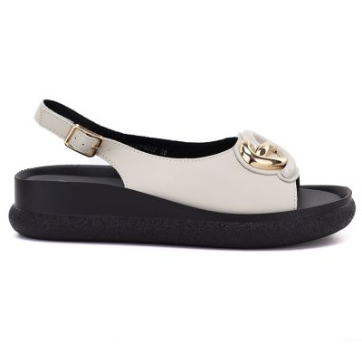 2. Women's beige leather platform sandals S.Barski 61-6047